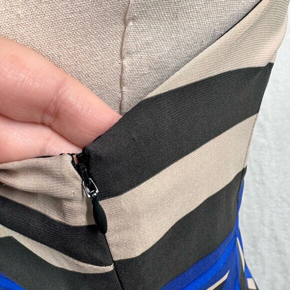 Mara Hoffman Keeper Midi Dress Blue Geometric Sheath Beach Resort Vacay Size 4 - Picture 7 of 11